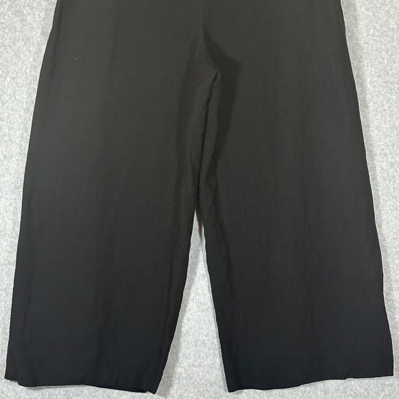 Eileen Fisher Black Linen Blend Wide Leg Crop Pants Sz L 30x23.5 Luxury Capsule - Picture 15 of 16